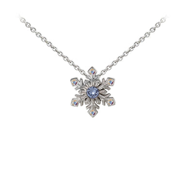 Wind & Fire Snowflake w/Crystal Sterling Silver Dainty Necklace