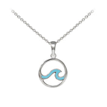 Load image into Gallery viewer, Wind &amp; Fire Enameled Outline Wave Sterling Silver Dainty Necklace
