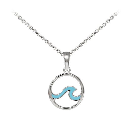 Wind & Fire Enameled Outline Wave Sterling Silver Dainty Necklace