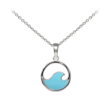 Wind & Fire Enameled Solid Wave Sterling Silver Dainty Necklace