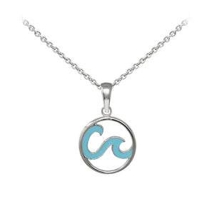Wind & Fire Enameled Double Wave Sterling Silver Dainty Necklace