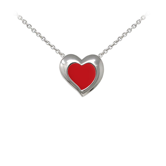 Wind & Fire Red Enameled Heart Sterling Silver Dainty Necklace