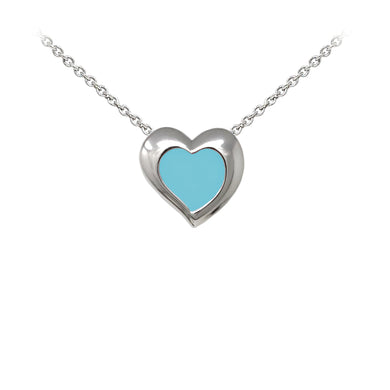 Wind & Fire Turquoise Enameled Heart Sterling Silver Dainty Necklace