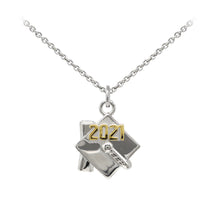Load image into Gallery viewer, Wind &amp; Fire Sterling Silver 2021 Graduation Cap Charm Necklace
