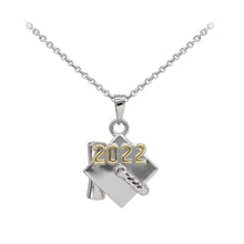 Load image into Gallery viewer, Wind &amp; Fire Sterling Silver 2022 Graduation Cap Charm Necklace
