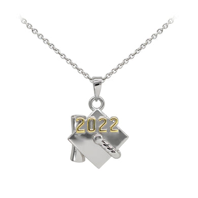 Wind & Fire Sterling Silver 2022 Graduation Cap Charm Necklace