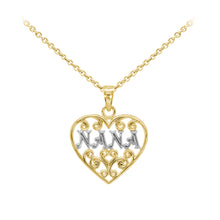 Load image into Gallery viewer, Nana Filigree Heart Two-Tone Sterling Silver Dainty Necklace
