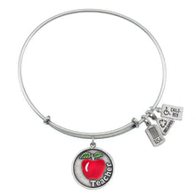 Load image into Gallery viewer, Wind &amp; Fire Teacher w/Red Enameled Apple Charm Bangle
