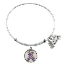 Load image into Gallery viewer, Wind &amp; Fire Purple Awareness Ribbon Charm Bangle
