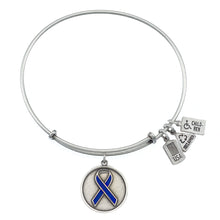 Load image into Gallery viewer, Wind &amp; Fire Blue Awareness Ribbon Charm Bangle
