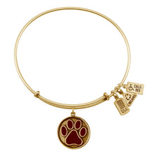 Load image into Gallery viewer, Wind &amp; Fire Maroon Paw Print Charm Bangle
