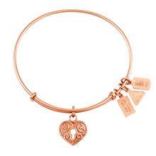 Load image into Gallery viewer, Wind &amp; Fire Heart Lock Charm Bangle
