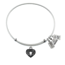Load image into Gallery viewer, Wind &amp; Fire Heart Lock Charm Bangle
