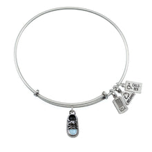 Load image into Gallery viewer, Wind &amp; Fire Blue Baby Shoe Enameled Charm Bangle
