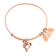 Load image into Gallery viewer, Wind &amp; Fire Music Heart Charm Bangle
