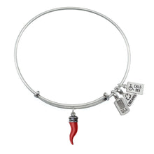 Load image into Gallery viewer, Wind &amp; Fire Red Italian Horn Charm Bangle
