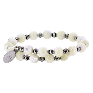 Wind & Fire White Mother-of-Pearl Wrap, 8mm