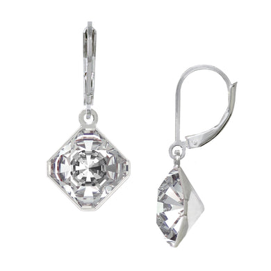 Wind & Fire April/White Crystal 10mm Diamond-Shape Leverback Earrings