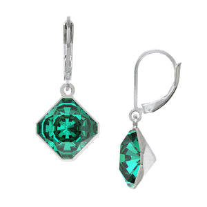 Wind & Fire May/Emerald 10mm Diamond-Shape Leverback Earrings