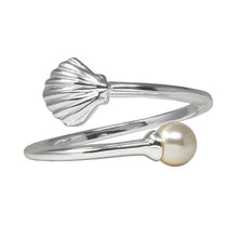 Load image into Gallery viewer, Wind &amp; Fire Shell with Crystal Pearl Sterling Silver Ring Wrap
