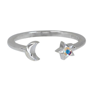 Wind & Fire Moon & Star Sterling Silver Ring Wrap