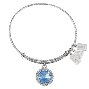 Wind & Fire March Birthstone Sterling Silver Charm Bangle