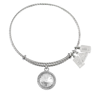 Wind & Fire April Birthstone Sterling Silver Charm Bangle
