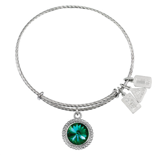 Wind & Fire May Birthstone Sterling Silver Charm Bangle