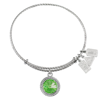 Wind & Fire August Birthstone Sterling Silver Charm Bangle