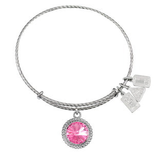 Wind & Fire October Birthstone Sterling Silver Charm Bangle