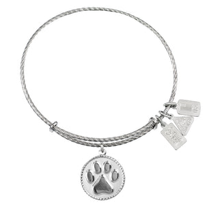 Wind & Fire Paw Print Sterling Silver Charm Bangle