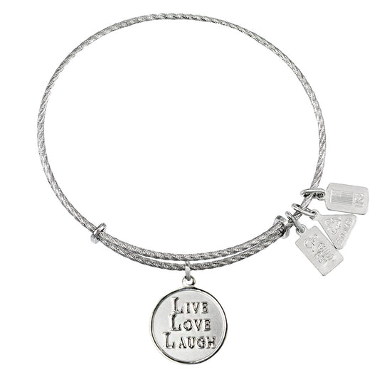 Wind & Fire Live Love Laugh Sterling Silver Charm Bangle