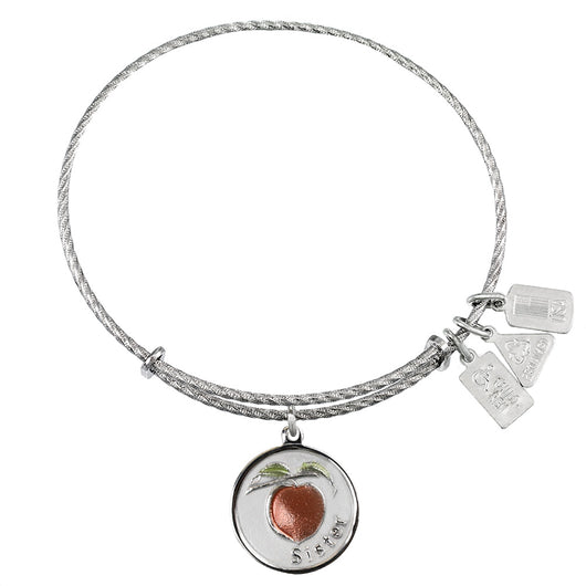 Wind & Fire Sister w/ Peach Sterling Silver Charm Bangle