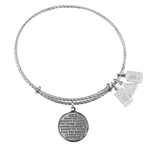 Wind Fire Serenity Prayer Sterling Silver Bangle Bracelet